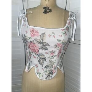 New Scarlet Darkness Floral Cottagecore Renaissance Tapestry Corset Sz Med